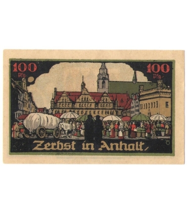 100 Pf banknot zastępczy Zerbst in anhalt 1921