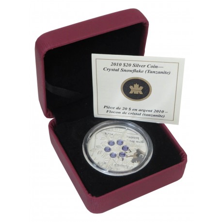 Kanada 20 dolarów 2010, Crystal Snowflake (Tanzanite), płatek śniegu, etui, certyfikat