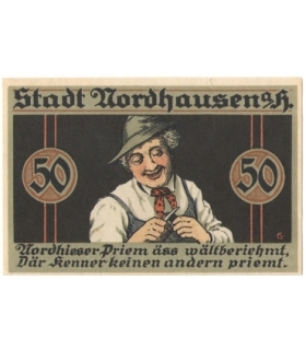 50 Pf banknot zastępczy der Nordhäuser Priem 1921