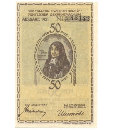 50 Pf banknot zastępczy Gutscheinserie der Stadt Plön 1921