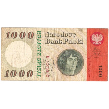 1000 zł 1965, Kopernik, seria B, stan 3/3-