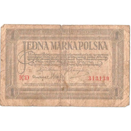 1 Jedna Marka Polska 1919, Seria ICD 313,139, stan 5