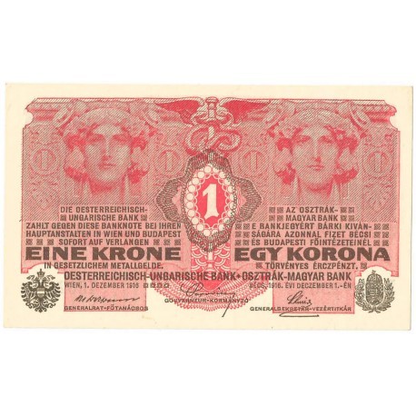 Austro-Węgry, 1 korona, egy korona, eine krone, 1916, stan 1/1-, piękny