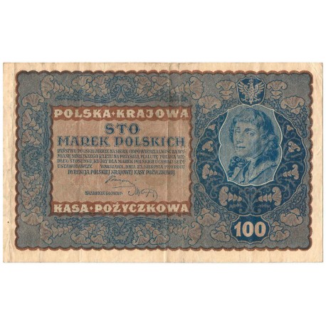 100 marek polskich (PKKP), rok 1919, stan 3-, III seria R