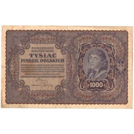1000 marek polskich 1919, I seria AS, stan 3