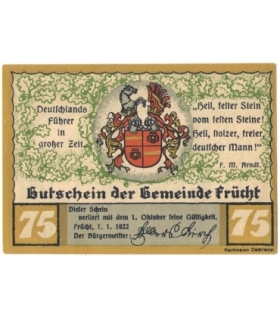 75 Pf banknot zastępczy Frücht 1922