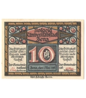 10 Pf banknot zastępczy Jena 1921