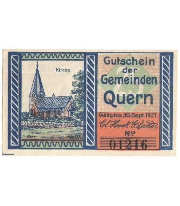 3 szt. x 25 Pf banknot zastępczy Gutschein Der Gemeinden Quern 1921