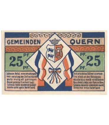 3 szt. x 25 Pf banknot zastępczy Gutschein Der Gemeinden Quern 1921