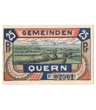 3 szt. x 25 Pf banknot zastępczy Gutschein Der Gemeinden Quern 1921