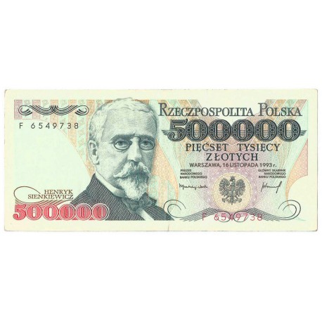 500000 zł Henryk Sienkiewicz 1993, seria F, stan 3