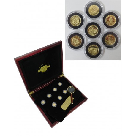 Złoto Au917 7 x 1g - Siedem cudów świata, najmniejsze monety świata