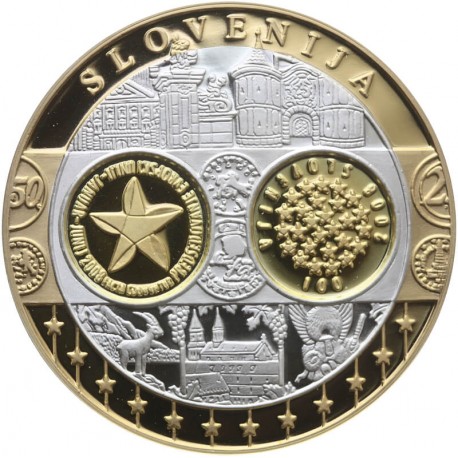 Medal wspólna waluta euro - Słowenia - 20g Ag999