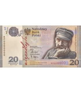 20 zł banknot 100 rocznica niepodległości, Piłsudski, niepodległość, 2018