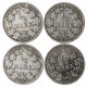 Niemcy, 4 x 1/2 marki, różne roczniki: 1905(G), 1905(F), 1906(A), 1917(A), srebro