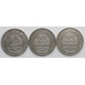 Lot: Niemcy, 3 x 25 fenigów (pfennig), 1910, 1911, 1912