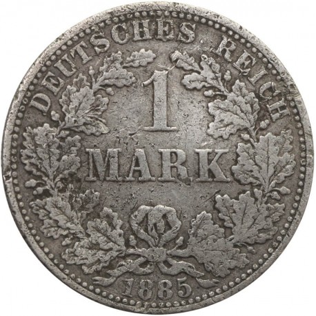 1 marka, Cesarstwo Niemieckie, 1885 A, stan 4+