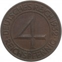 Niemcy 4 reichsfenigi, 1932, A, 3+, ładna