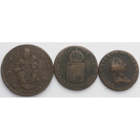 Lot Austria / Węgry: 1 x połtura 1763, 2 x krajcar 1790 + 1816