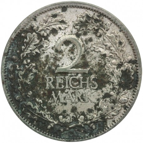 Niemcy 2 reichsmarki, 1925, F (Stuttgart), Srebro
