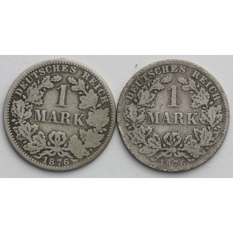 Lot: 2 x 1 Marka 1876, A i H, stan 3/3-, srebro