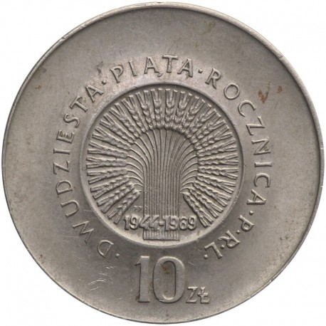 10 zł Dwudziesta piąta rocznica PRL, 1969, stan 2-/3+