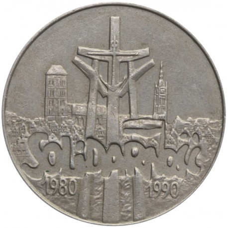 10000 złotych, 1990, Powstanie Solidarności, Solidarność, stan 2-/3+