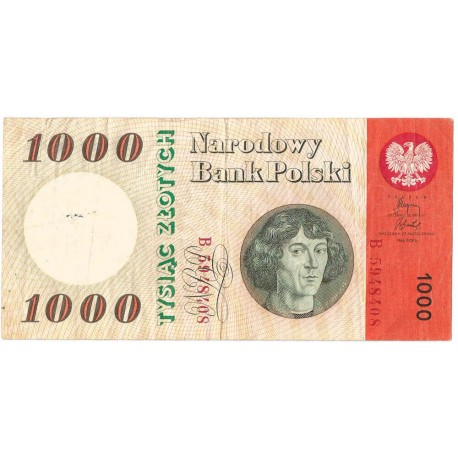 1000 zł 1965, Kopernik, seria B, stan 3-