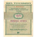 Bon towarowy 1 cent 1960, seria AI, stan 3, ładny