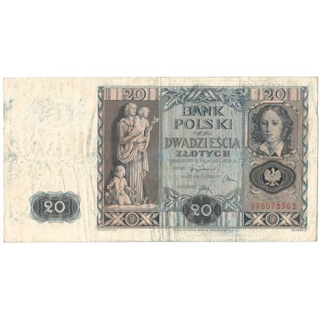Banknot 20zł, 1936r, seria BR stan 3