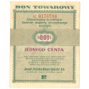 Bon towarowy 1 cent 1960, seria AI, stan 3+, b. ładny