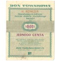 Bon towarowy 1 cent 1960, seria BI, stan 3