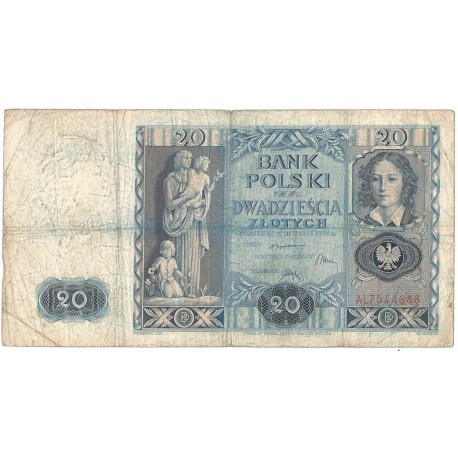 Banknot 20zł, 1936r, seria AL stan 4