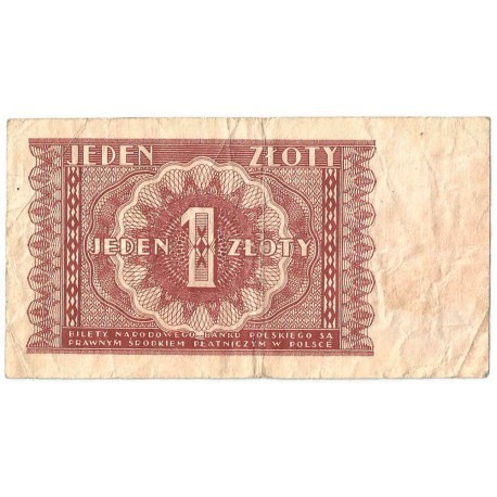 Banknot 1 złoty 1946 rok - stan 4+