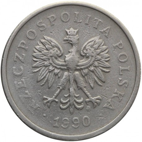 Destrukt, 1 złoty 1990, niedobity na awersie