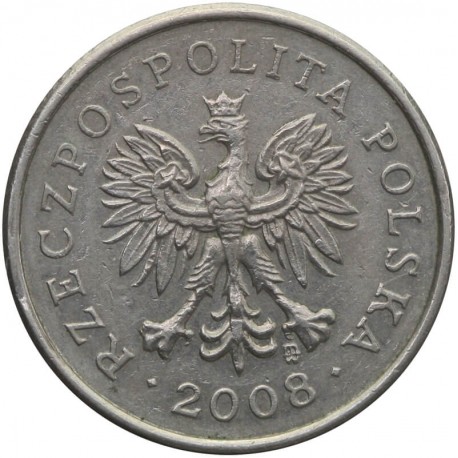 Destrukt, (zanieczyszczony stempel (szpony orła), 20 groszy 2008