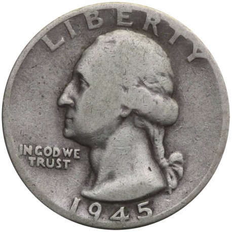 USA ¼ dolara (quarter, 25 centów), 1945 ćwierćdolarówka Waszyngtona, srebro Ag900