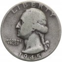 USA ¼ dolara (quarter, 25 centów), 1945 ćwierćdolarówka Waszyngtona, srebro Ag900