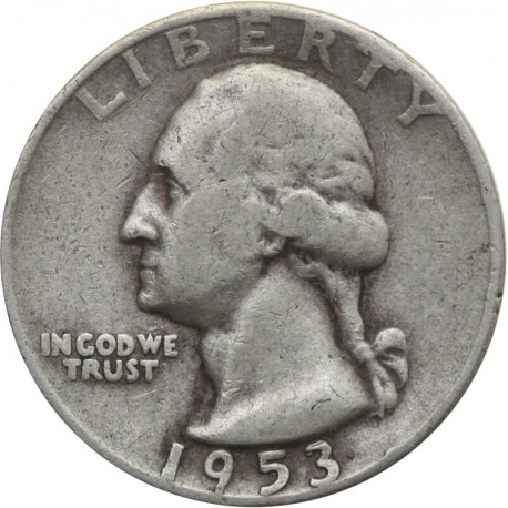 USA ¼ dolara (quarter, 25 centów), 1953 ćwierćdolarówka Waszyngtona, D, srebro Ag900