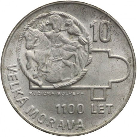 Czechosłowacja 10 koron, 1966 1100 lat - Wielka Morawa, st. 3+/2-