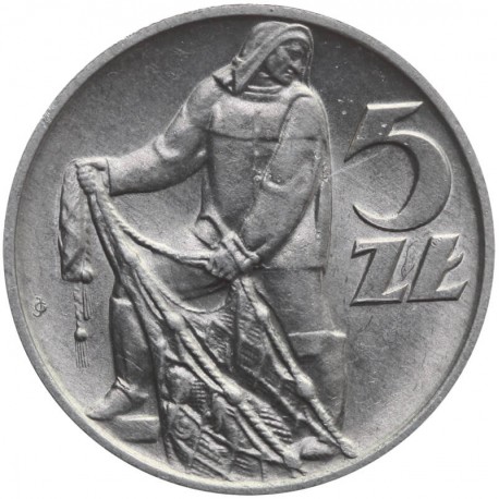 5 zł, Rybak, 1959, stan 1-, połysk