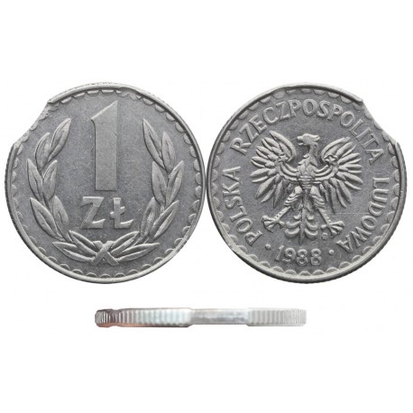 Destrukt, 1 złoty 1988, końcówka blachy, st. 3+