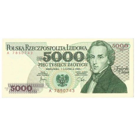 5000 zł Fryderyk Chopin,1986, seria A, stan 2