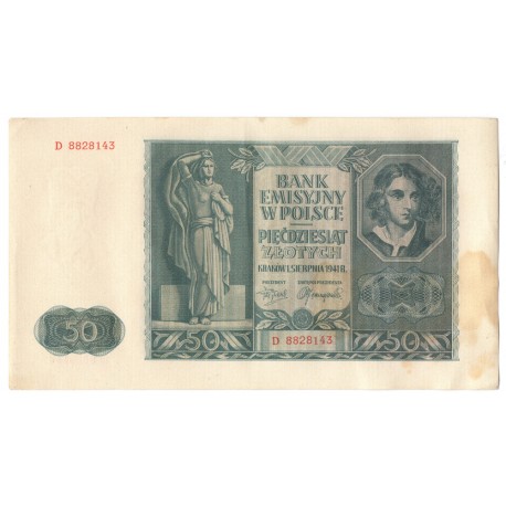 Banknot 50 złotych 1941 stan 3-, D 8828143