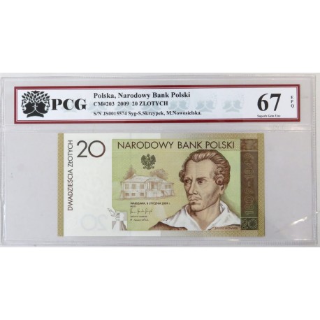 20 zł, Banknot - 200. rocznica urodzin Juliusza Słowackiego, grading PCG 67 EPQ