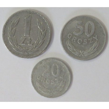 Lot 1957, 20 groszy, 50 groszy 1 złoty