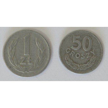 Lot 1968: 1 złoty 1968 + 50 groszy 1968, st. 3/3-