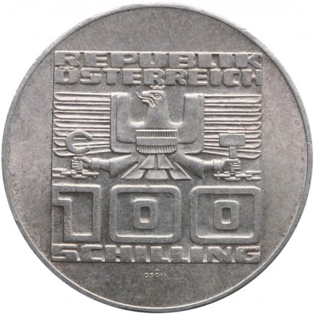 Austria 100 szylingów, 1975 50 lat Szylinga, srebro