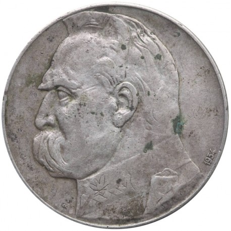 10 złotych Piłsudski 1934, stan 2-/3+, Strzelecki