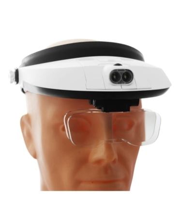 Lupa nagłowna z podświetleniem LED - 5 wymiennych soczewek